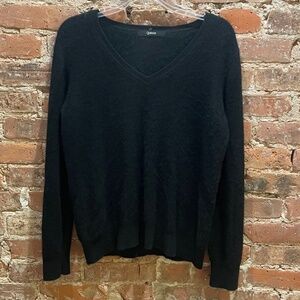 Quince Mongolian Cashmere V-Neck Sweater  - Black - L